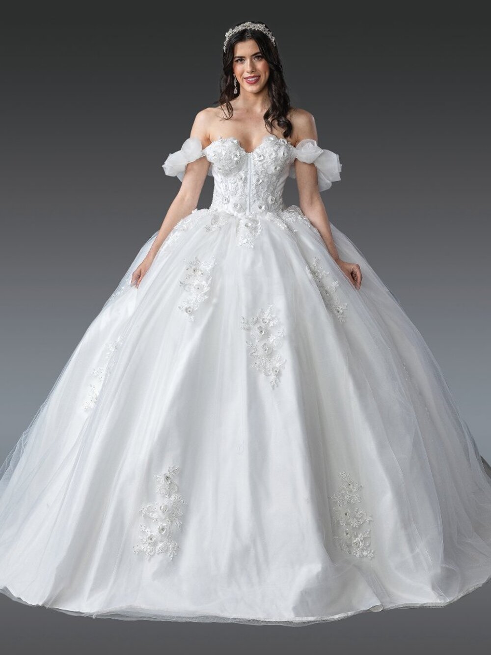 NEW OFF WHITE Lace Shoulder Wedding Dress Floor Length Formal 0278